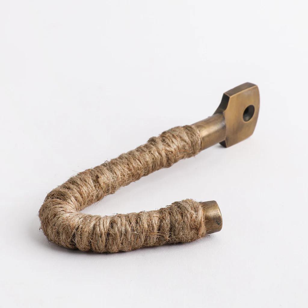 Rope Hook - Jute with Acid Washed Brass in Acid Washed Brass
