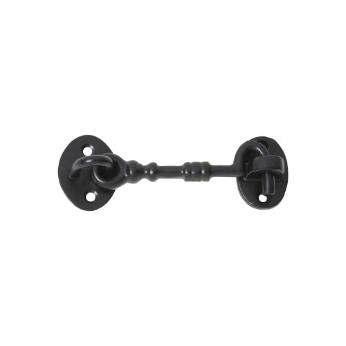 Cabin Hook Iron L100mm. Centre to Centre 100mm.
100mm in Matt Black