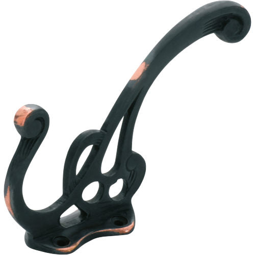 Tradco Nouveau Hat and Coat Hook mounted on wall, modern metal design with multiple hooks for hanging accessories and outerwear.