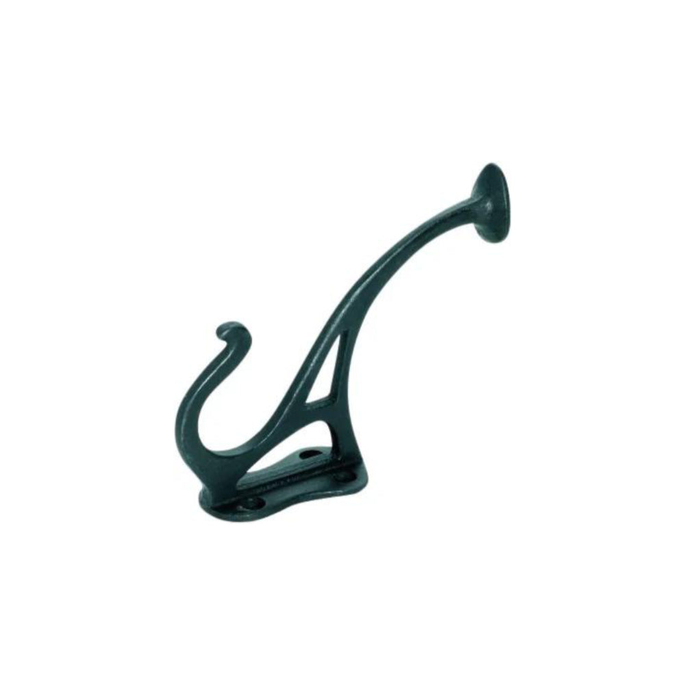 Hat & Coat Hook Circular End Iron Matt Black H115xP90mm in Iron Matt Black