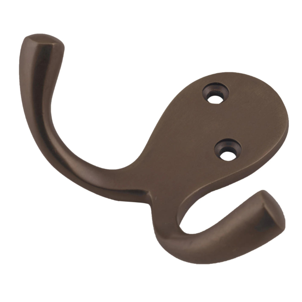 Robe Hook Double Antique Brass H75xP30mm in Antique Brass