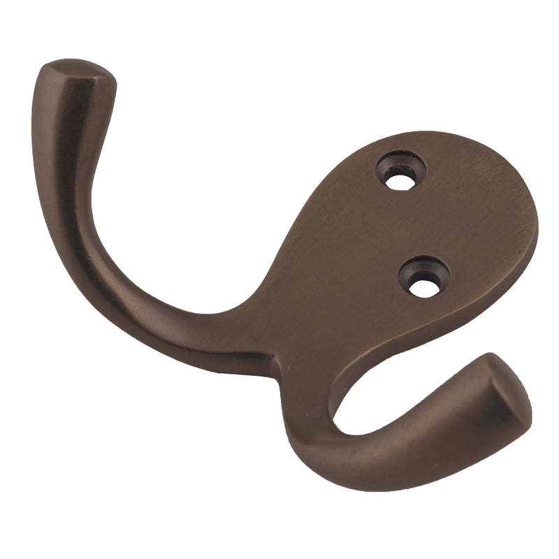 Robe Hook Double Antique Brass H75xP30mm in Antique Brass