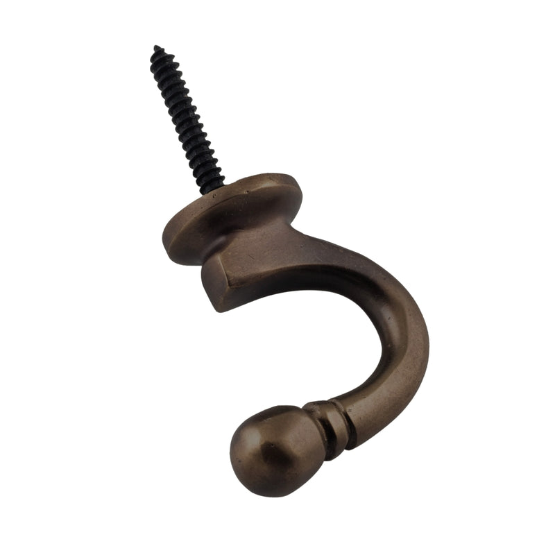 Curtain Tie Back Hook Standard Antique Brass P45mm in Antique Brass
