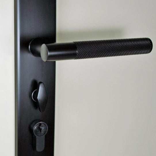 OZI-1-Combos - Domici Knurled - RH BL Backset 60mm Longplate 228 x 44 x9mm Proj. 54mm Snib to Cyl 35mm 0 0 in Matt Black