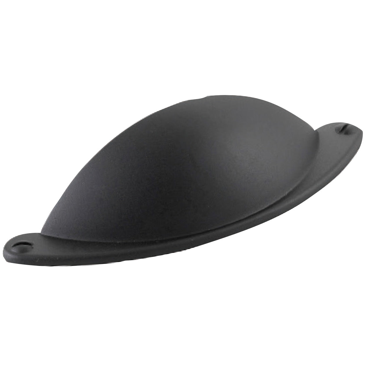 Momo FLORENCIA cup pull handle in matte black with a curved design, ideal for cabinet or drawer furniture.