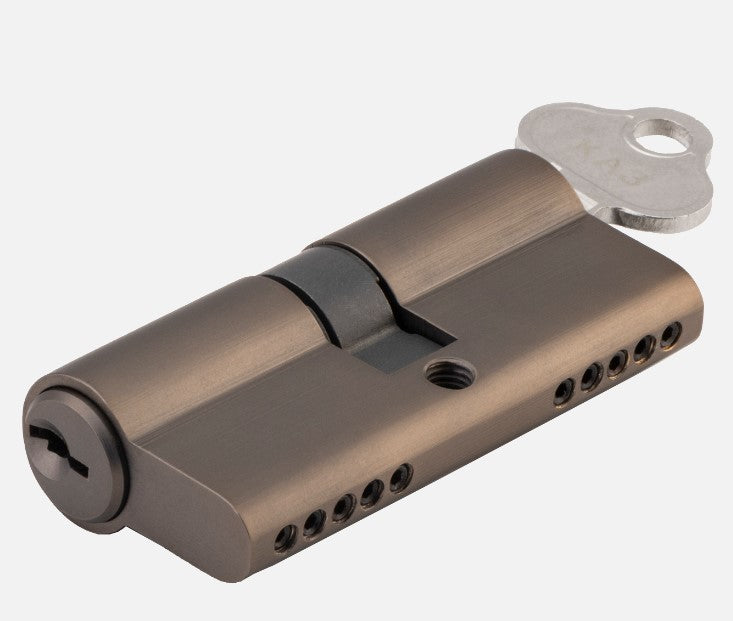 Tradco Euro double cylinder lock with 5 pin, L65mm, architectural hardware for secure door access.