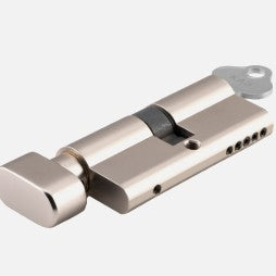Tradco Euro Double Cylinder, Key/Thumb, 5 Pin, 65mm in Satin Nickel