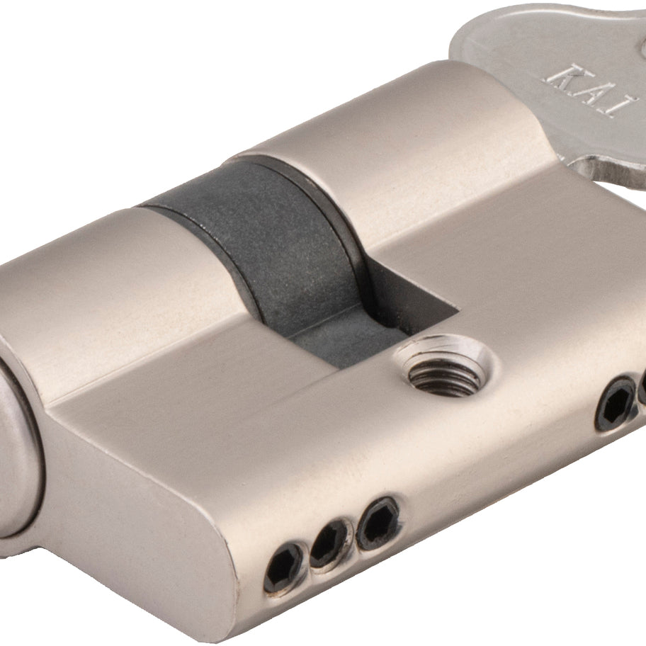 Tradco Euro Double Cylinder, Key Key 3 Pin in Satin Nickel