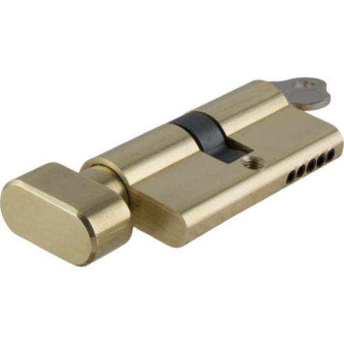 Tradco Euro Double Cylinder, Key/Thumb, 5 Pin, 65mm in Polished Brass