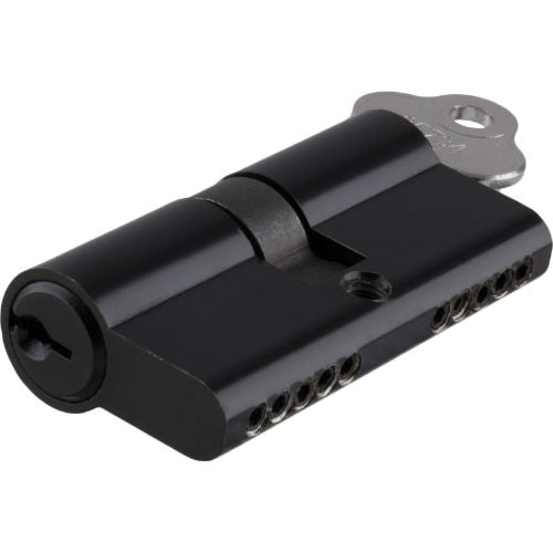 Tradco Euro double cylinder lock with 5 pin, L65mm, architectural hardware, shown in a close-up image.