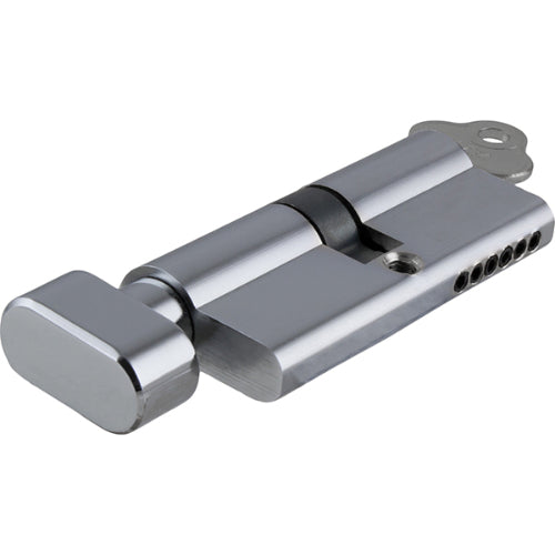 Tradco Euro Double Cylinder, Key/Thumb, 5 Pin, 65mm in Polished Chrome