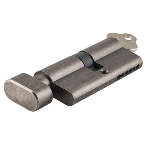 Tradco Euro Double Cylinder, Key/Thumb, 5 Pin, 65mm in Distressed Nickel