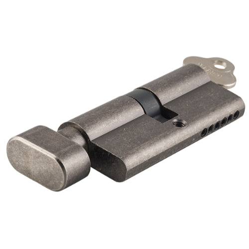 Euro cylinder lock with turn knob, 5-pin, L65mm, typical of architectural hardware by Tradco, shown in the image.
