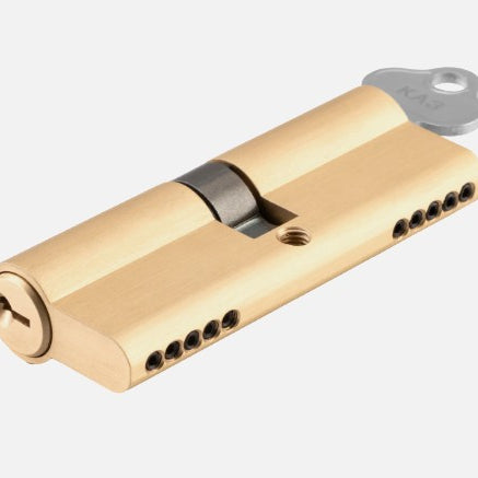 Euro Cylinder Dual Function 5 Pin Satin Brass / Brushed Brass L80mm KA3 in Satin Brass