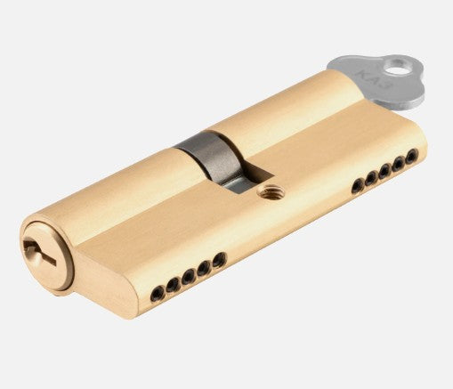 Euro Cylinder Dual Function 5 Pin Satin Brass / Brushed Brass L80mm KA3 in Satin Brass