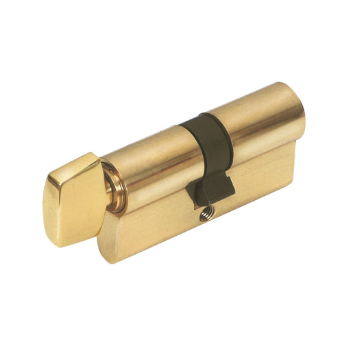 Euro Cylinder & Turn, 60mm Length - Keyed Alike in Satin Brass