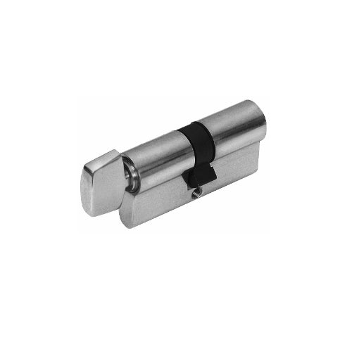 Euro Cylinder & Turn, 60mm Length - Keyed Alike in Satin Chrome
