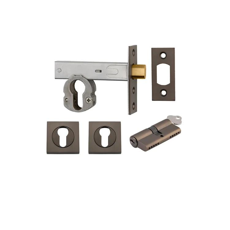 Mortice Deadbolt Euro Signature Brass Backset 60mm Key/Key Escutcheon Square Kit in Signature Brass