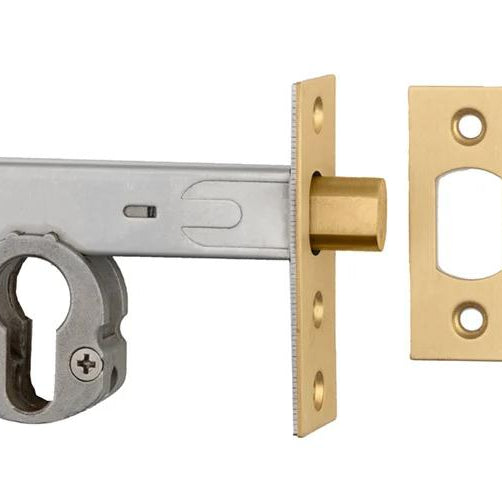Mortice Deadbolt Euro Brushed Brass Backset 60mm in Brushed Brass