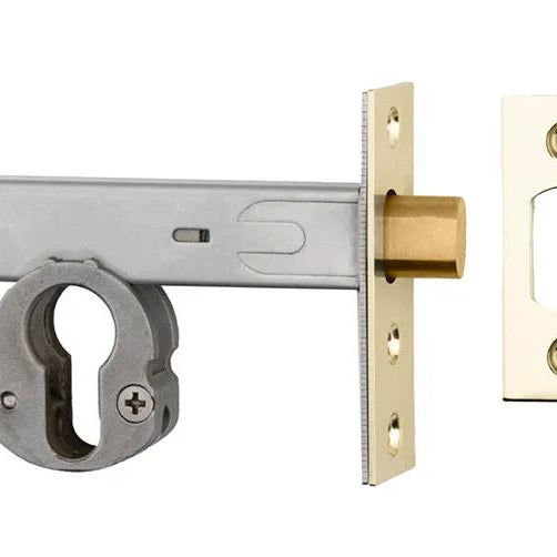 Mortice Deadbolt Euro Polished Brass Backset 60mm in Polished Brass