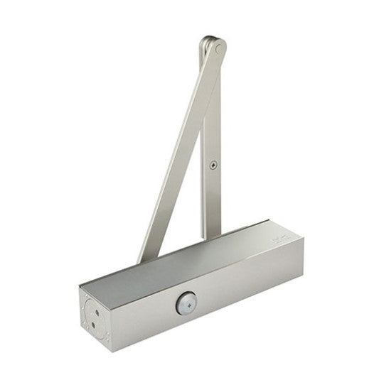 DormKaba TS83 door closer in silver finish, adjustable EN3-6, surface mounted architectural hardware for doors.