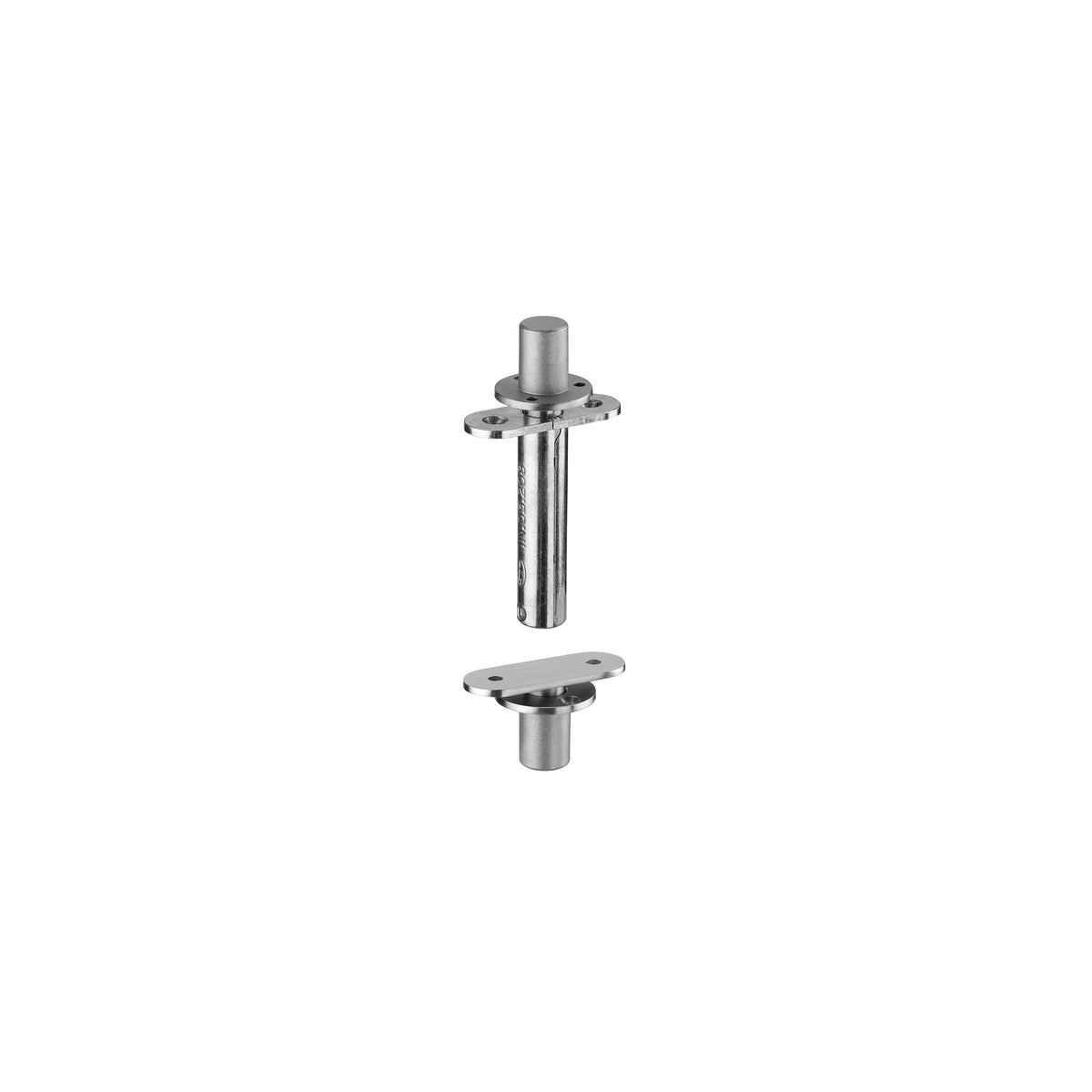 JNF flush hinge for single or double action wooden doors, showing metal hinge with mounting plates and pivot mechanism.