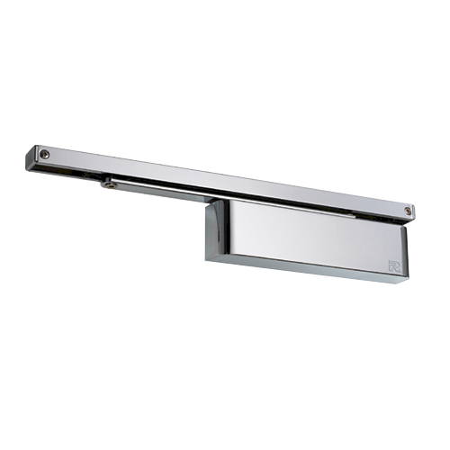 Zanda TS9205 Slimline Closer Combined Unit for architectural hardware, showing the sleek metal design and installation components