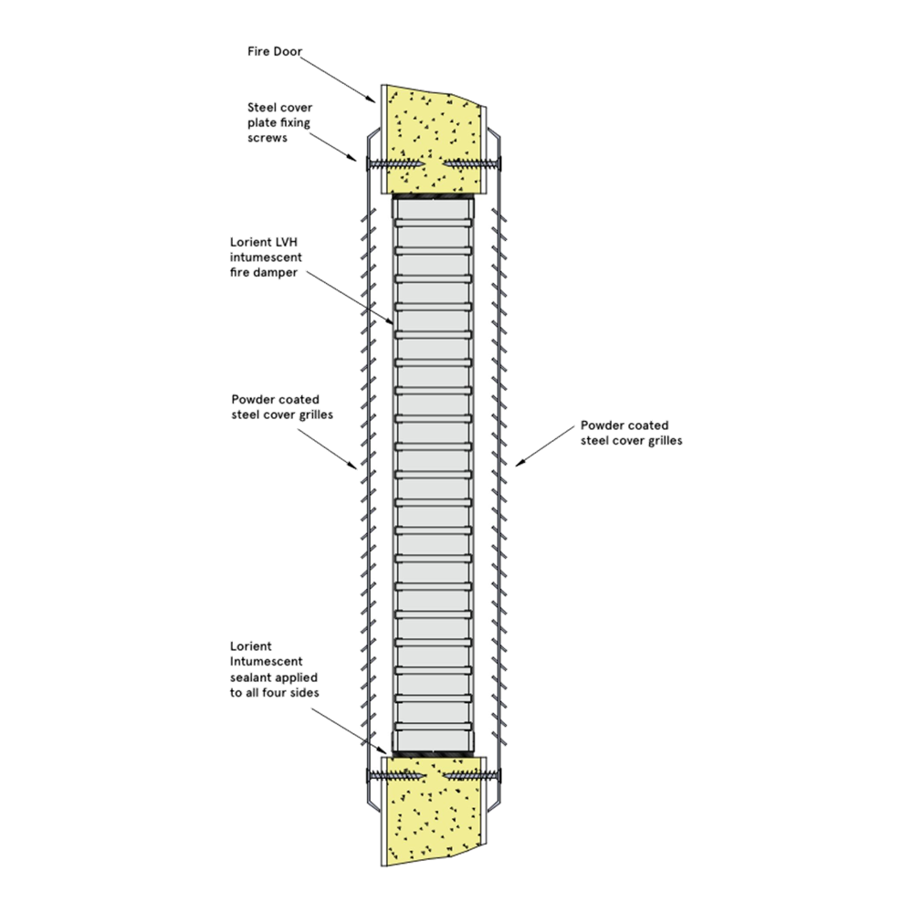 INTUMESCENT FIRE DOOR GRILL KIT 450X450 SIL