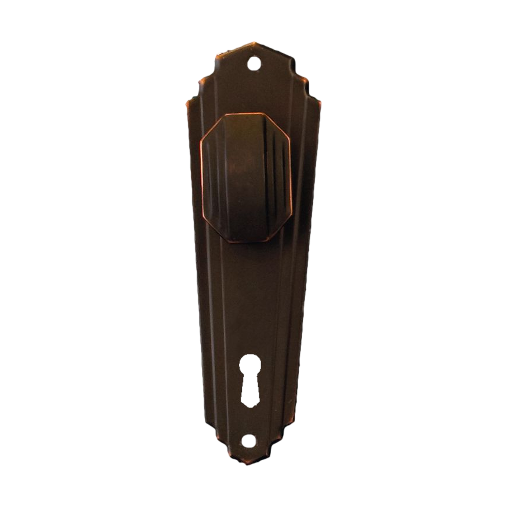 Art Deco Knob Lock (CC 57mm) ATQ 203x63mm in Antique Copper