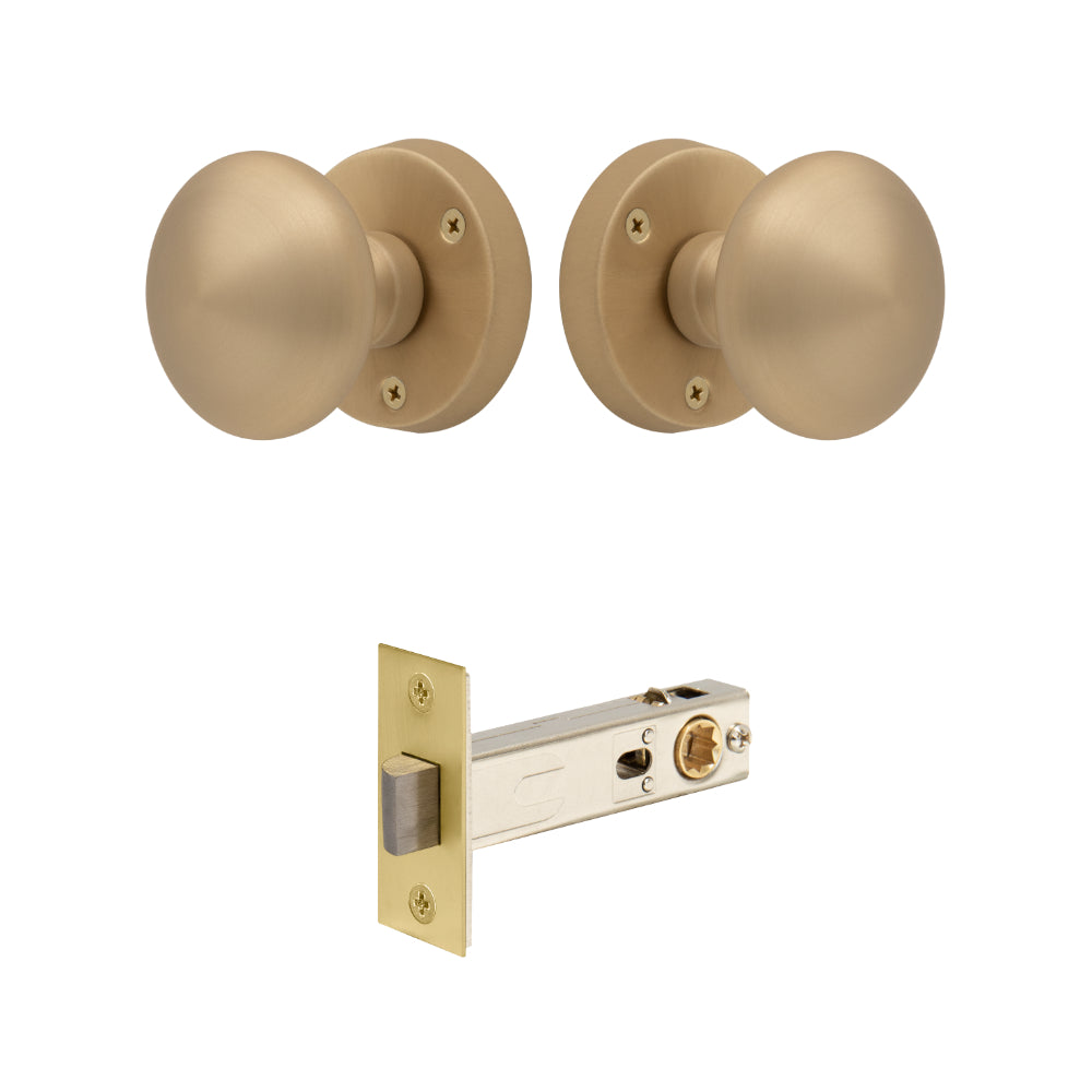 Victorian Knob Rose - Passage in Matt Satin Brass