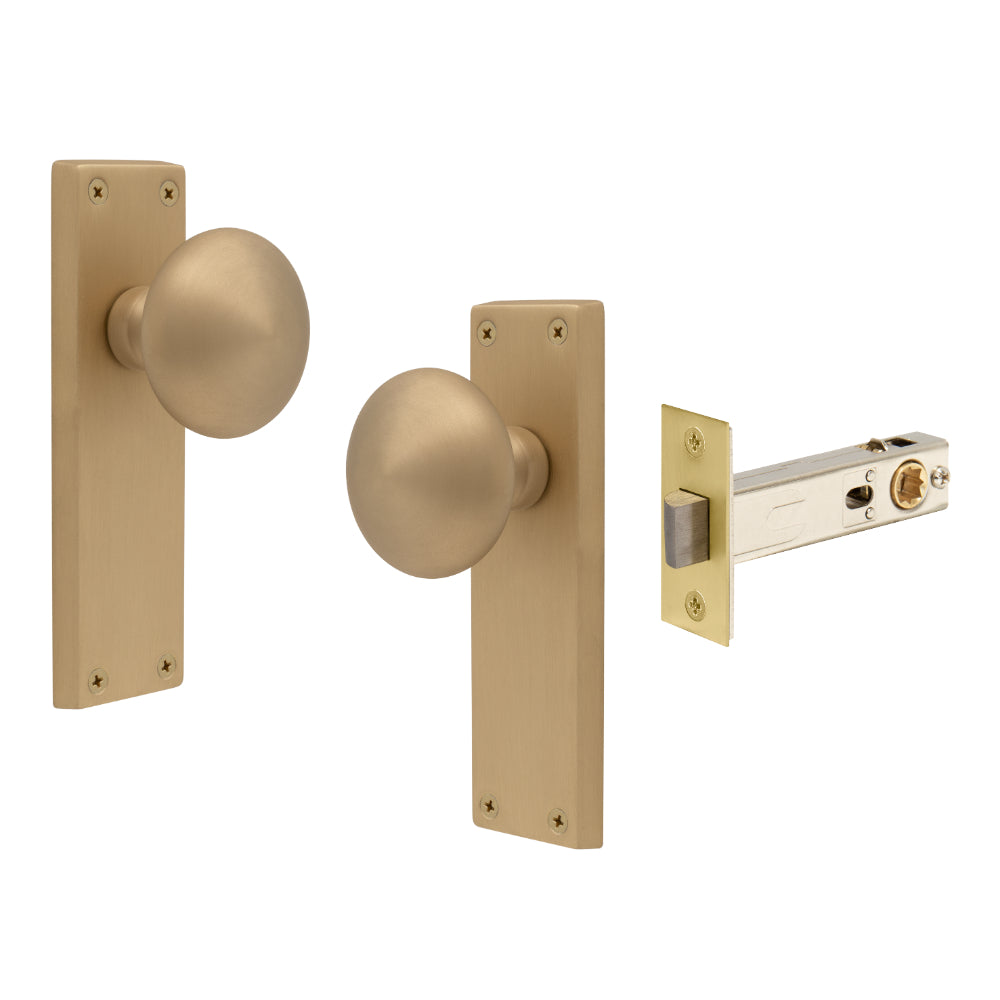 Victorian Knob Plate - Passage in Matt Satin Brass