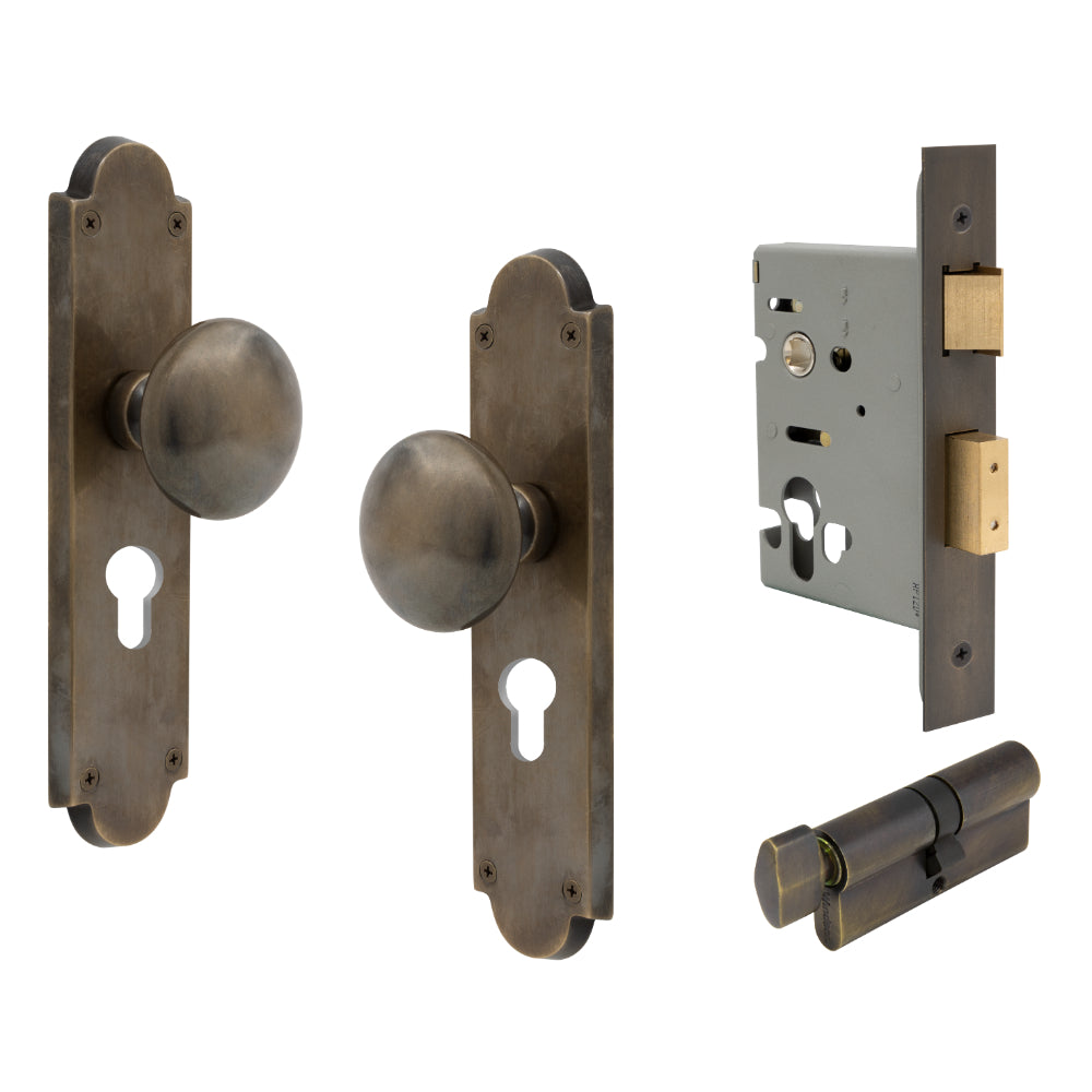 Victorian Knob Plate - Locking Euro in Oil Rubbed Bronze