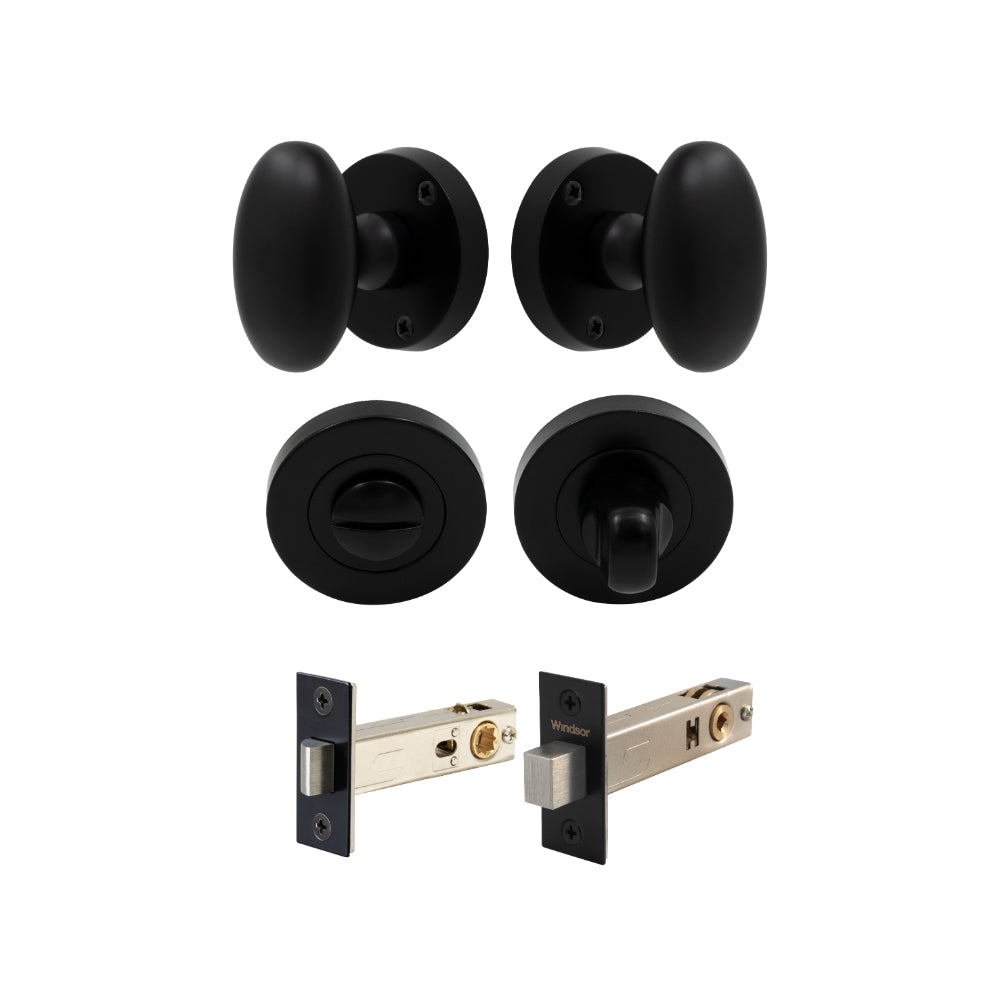 Sutton - Round Rose Privacy Set in Matt Black