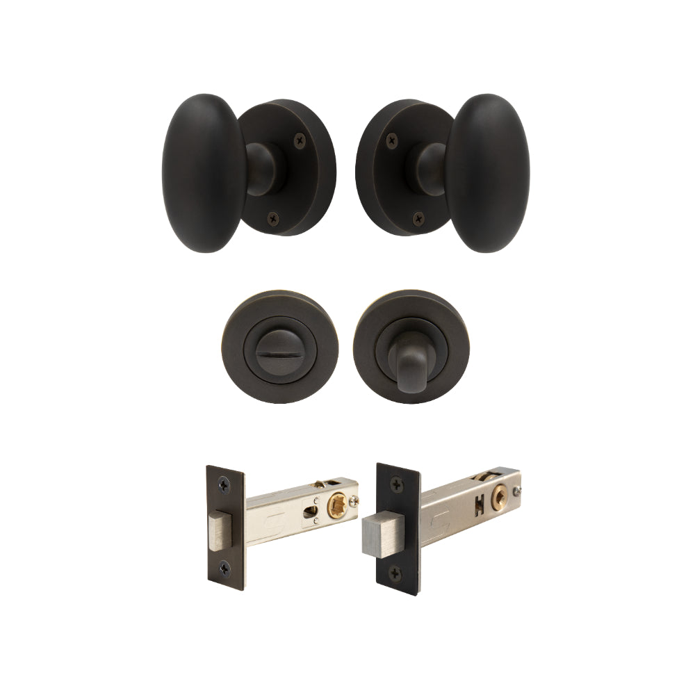 Sutton - Round Rose Privacy Set in Dark Roman Brass