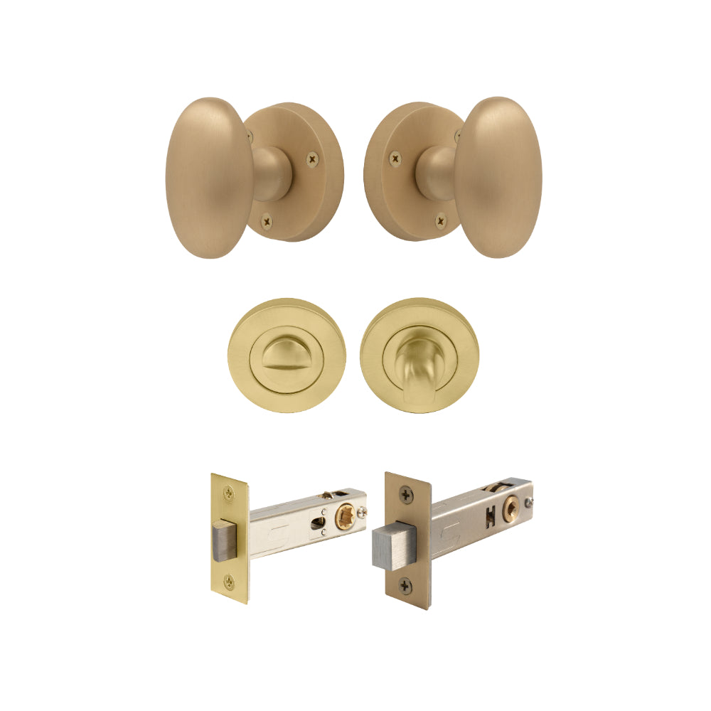 Sutton - Round Rose Privacy Set in Matt Satin Brass
