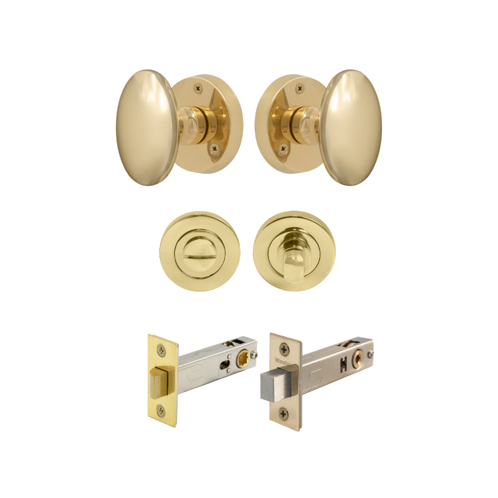 Sutton - Round Rose Privacy Set in Polished Brass