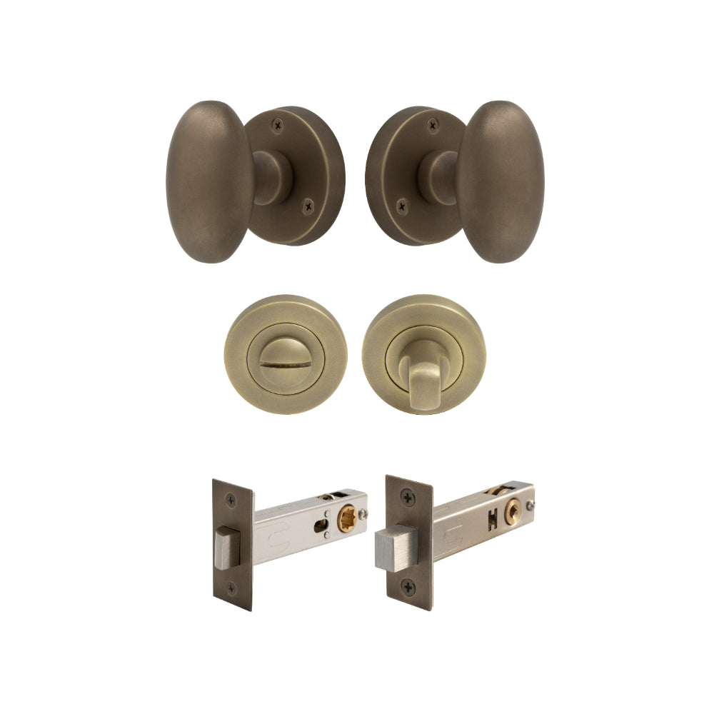 Sutton - Round Rose Privacy Set in Roman Brass