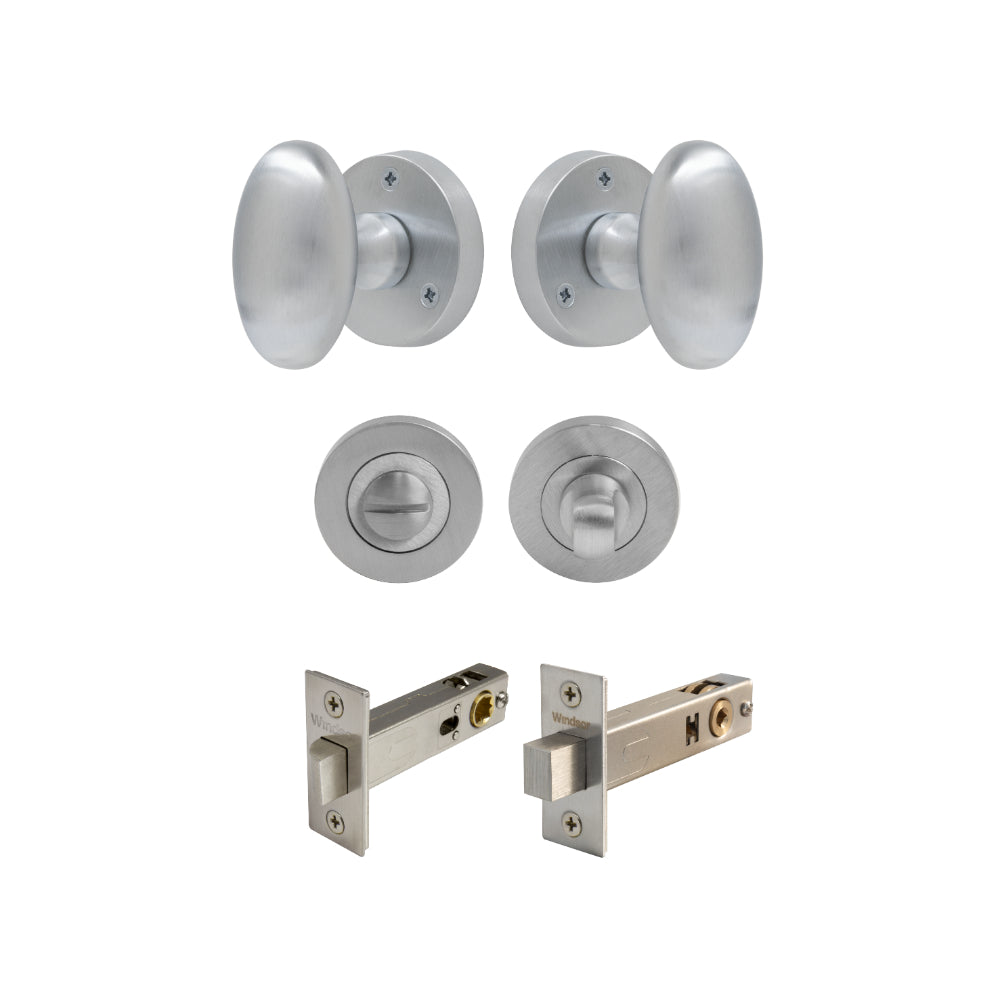 Sutton - Round Rose Privacy Set in Satin Chrome