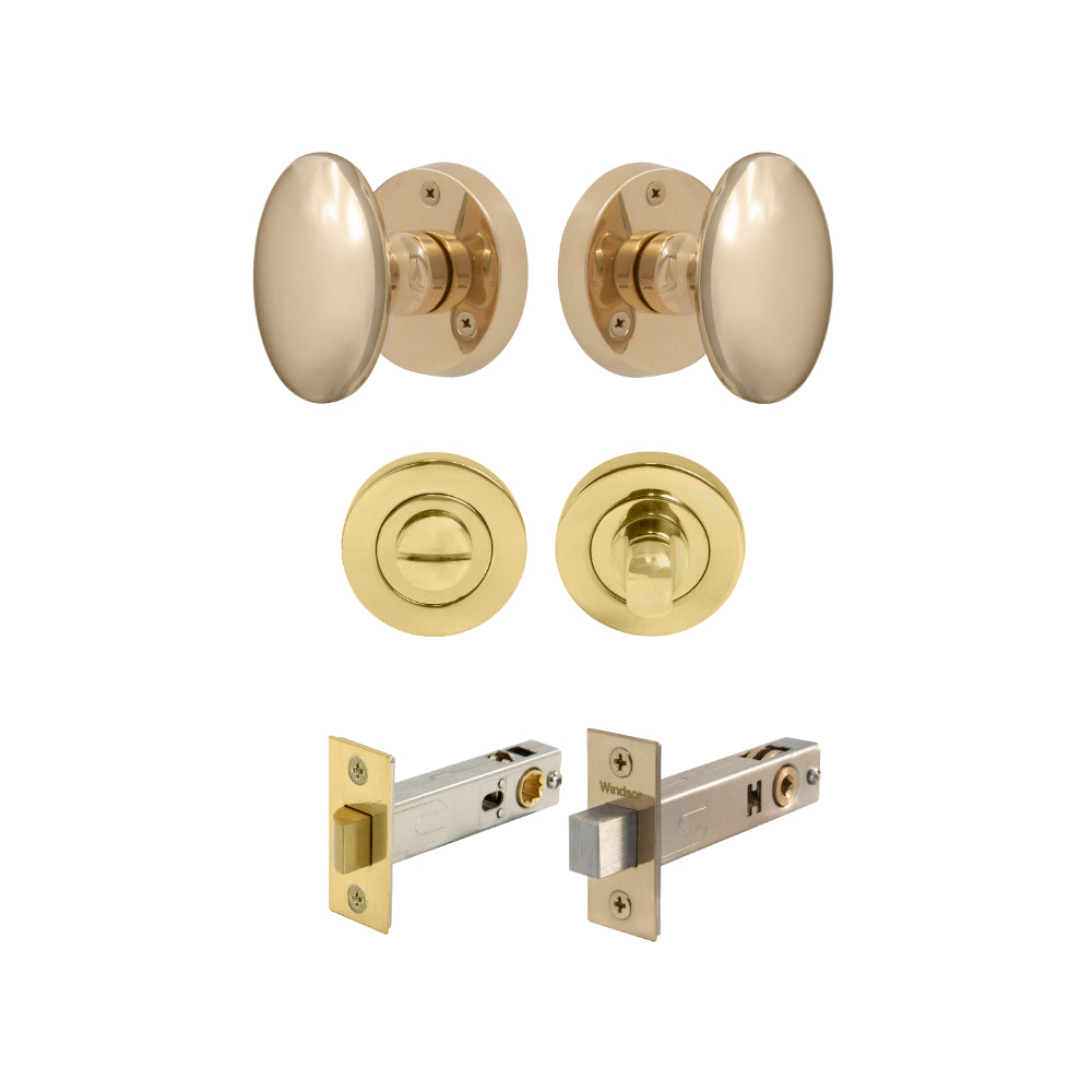 Sutton - Round Rose Privacy Set in Unlacquered Brass