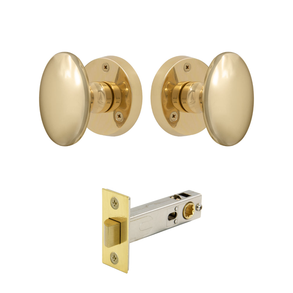 Knob Oval Rose - Passage in Polished Brass