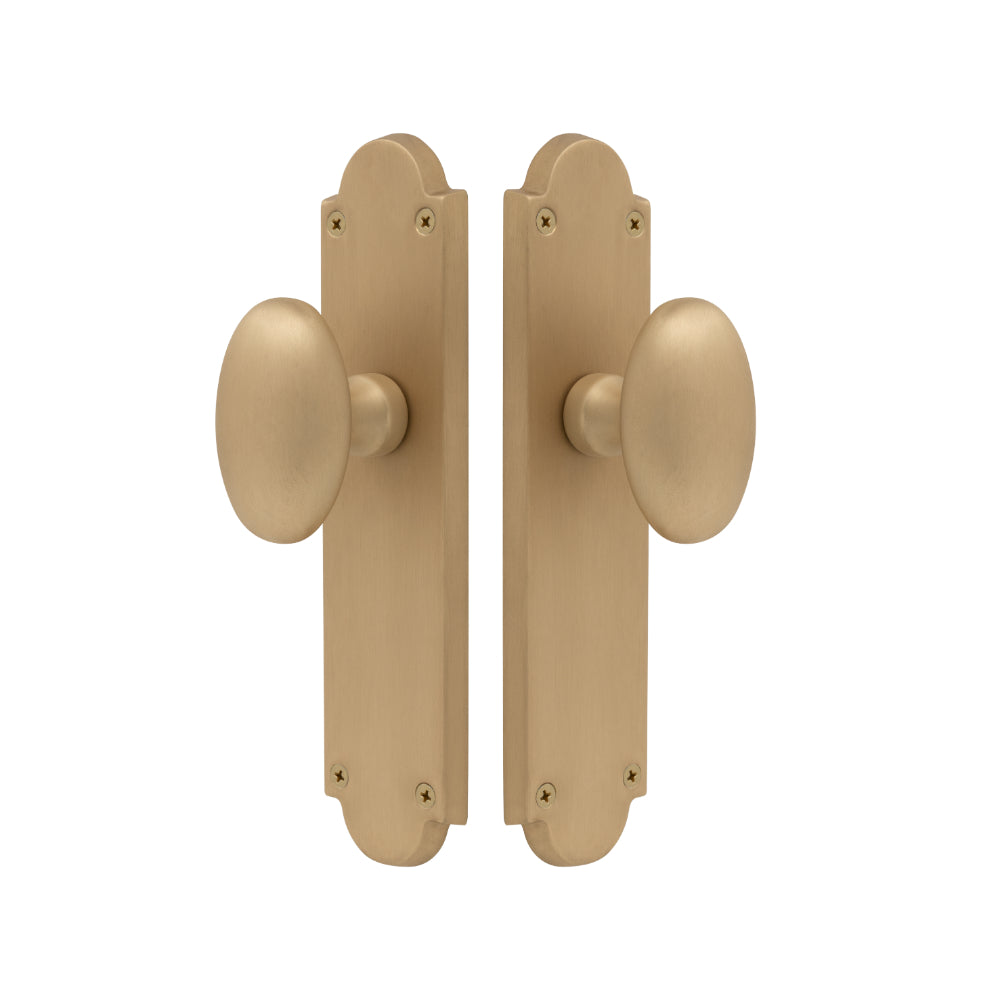 Oval Knob Latch in Matt Satin Brass