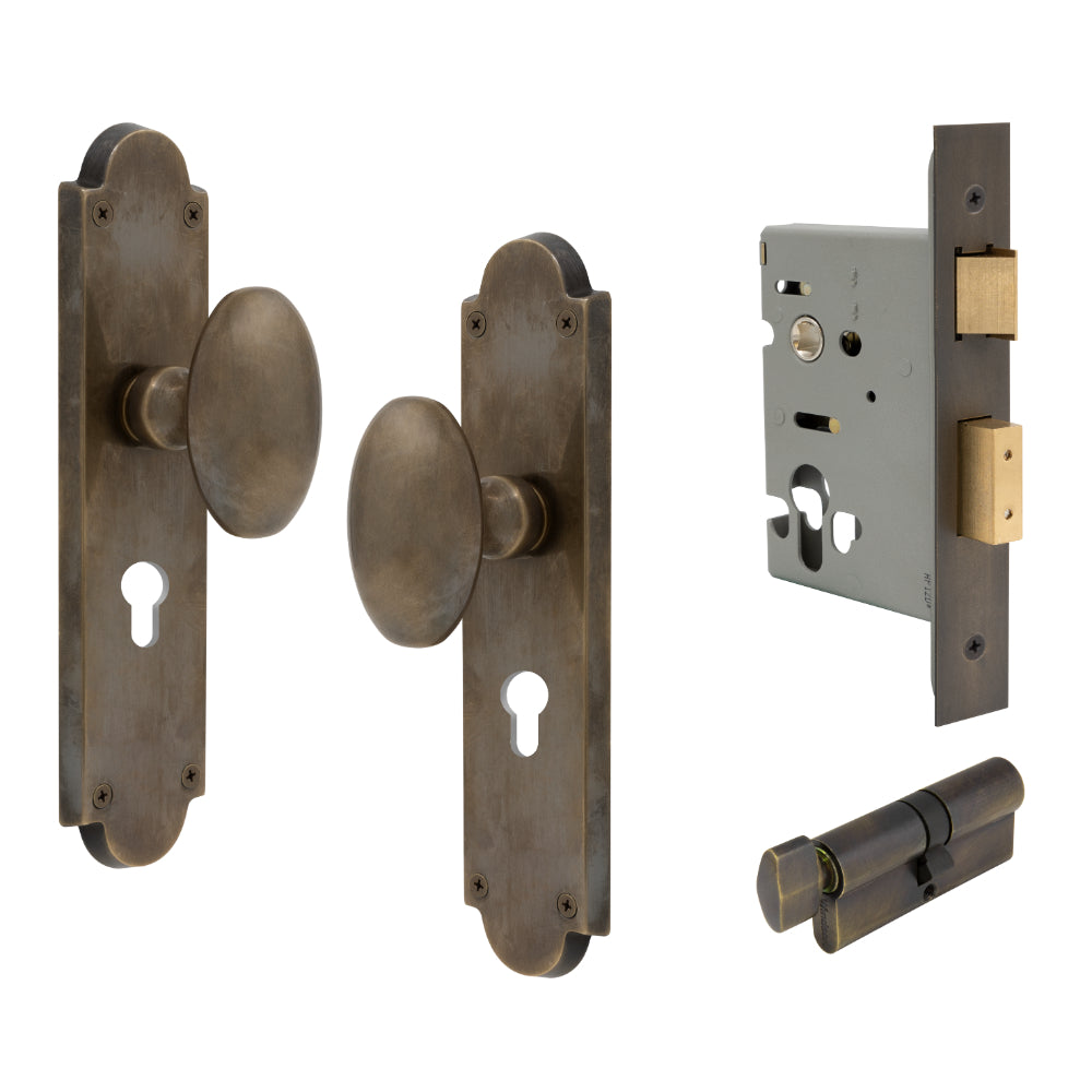 Oval Knob Plate Euro Locking in Oil Rubbed Bronze