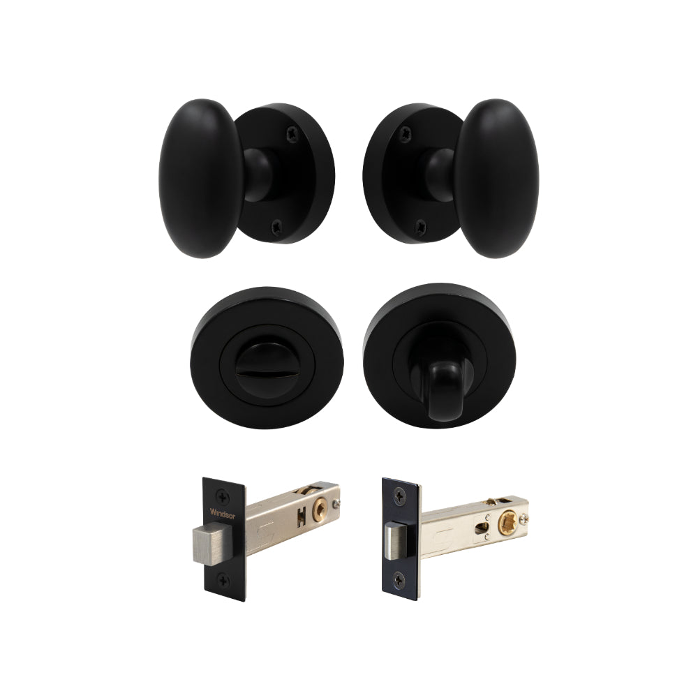 Camden - Round Rose Privacy Set in Matt Black