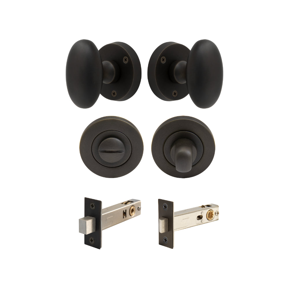 Camden - Round Rose Privacy Set in Dark Roman Brass