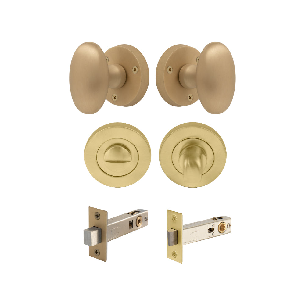 Camden - Round Rose Privacy Set in Matt Satin Brass