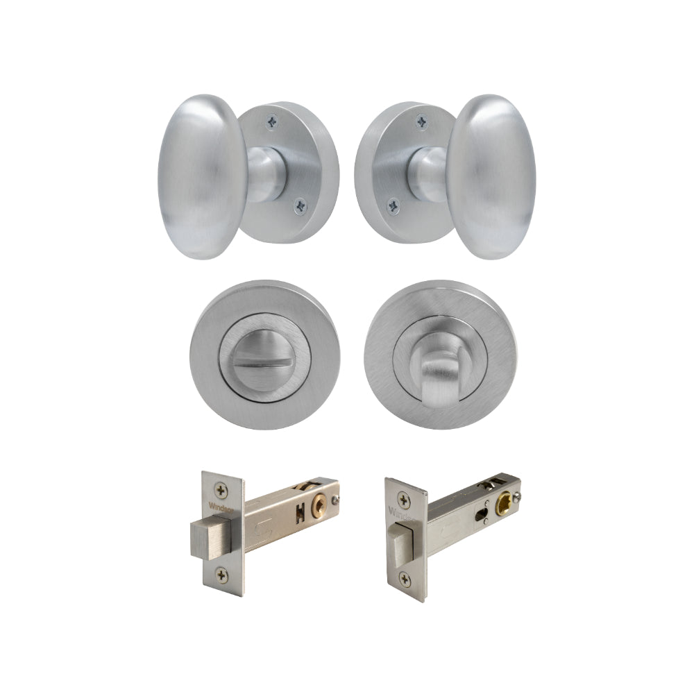 Camden - Round Rose Privacy Set in Satin Chrome