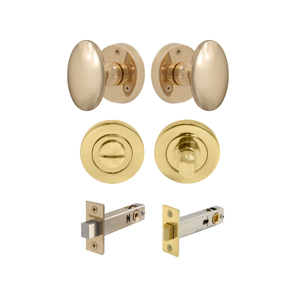 Camden - Round Rose Privacy Set in Unlacquered Brass