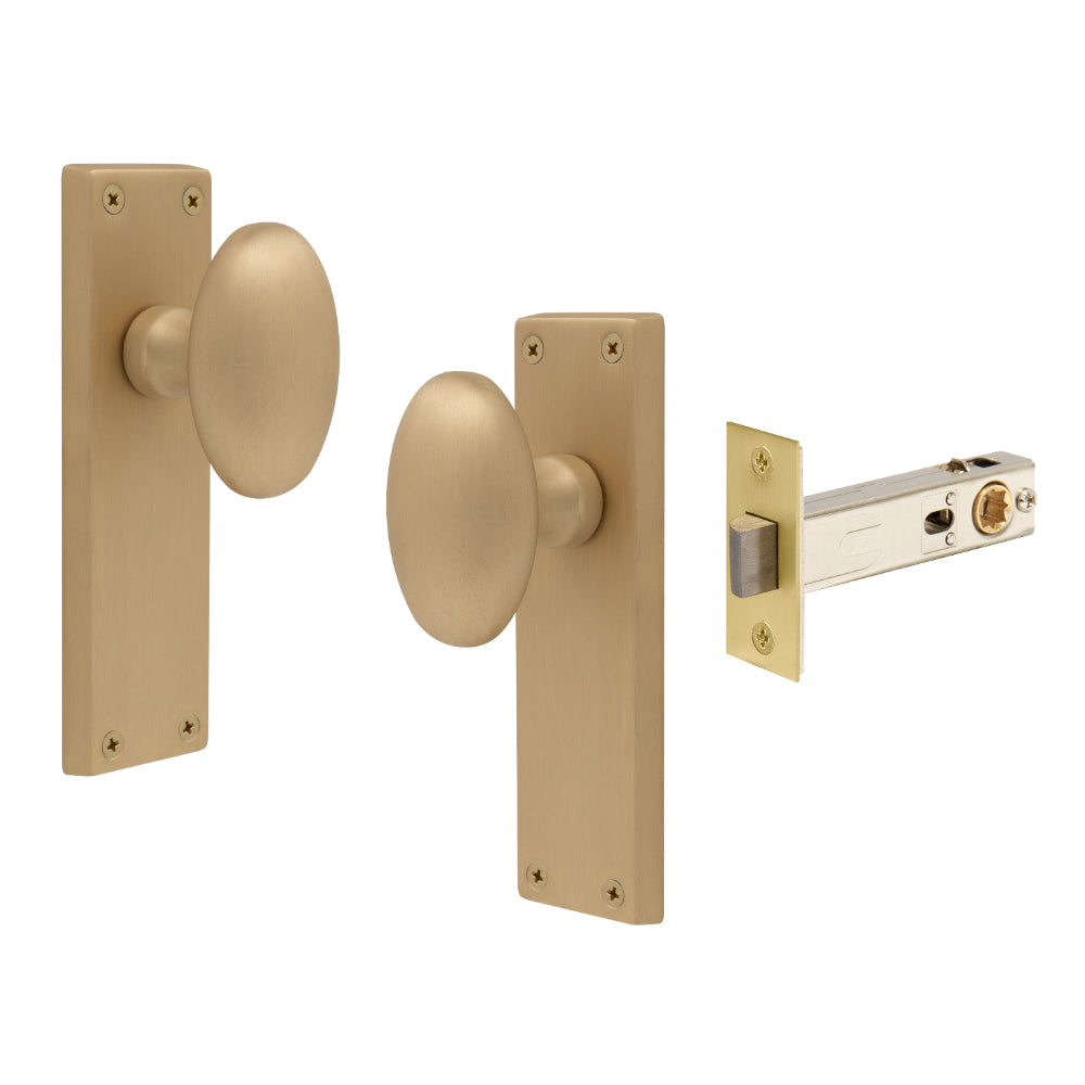 Knob Oval Plate - Passage in Matt Satin Brass
