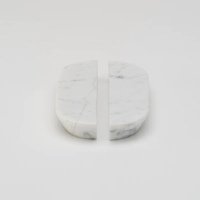 Pair of Lo & Co Dot Marble Cabinet Handles with small round design and marble finish, ideal for furniture hardware.
