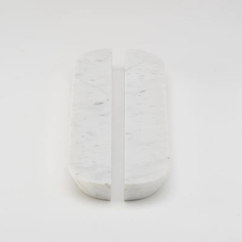 Pair of Lo & Co Dot Marble Handle Large cabinet hardware with black and white dot marble design by Lo & Co Interiors.